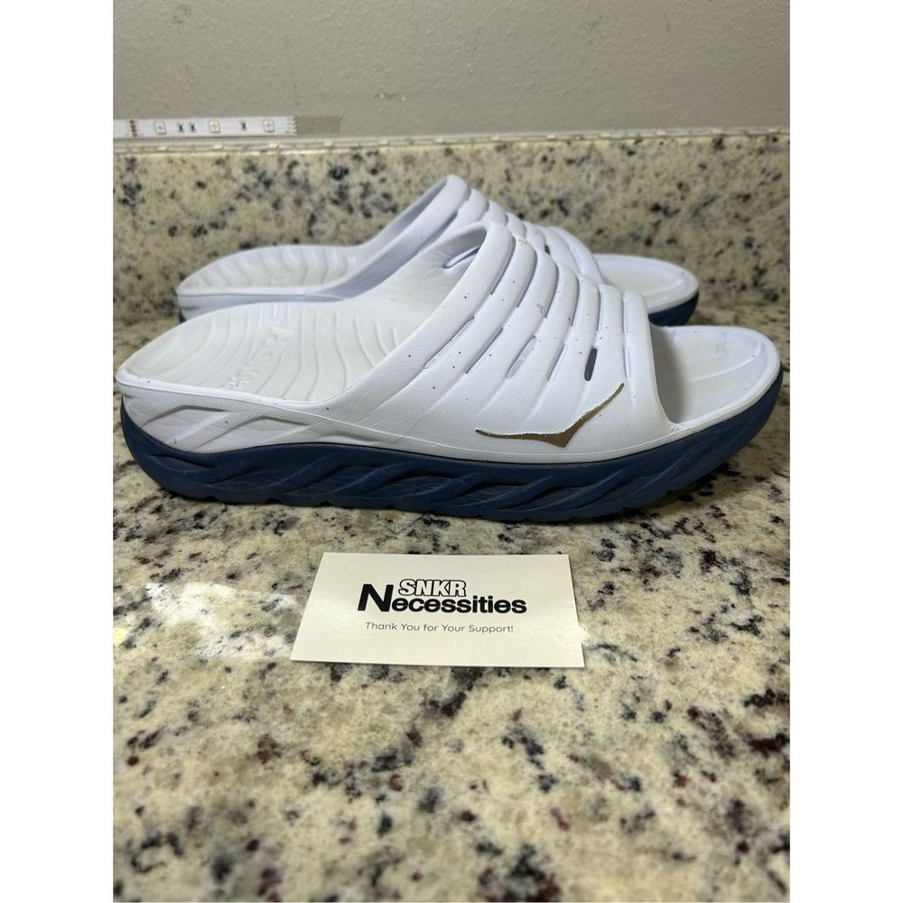 Hoka One One Shoes Mens 9 Recovery Casual Slip On Slide White Rubber